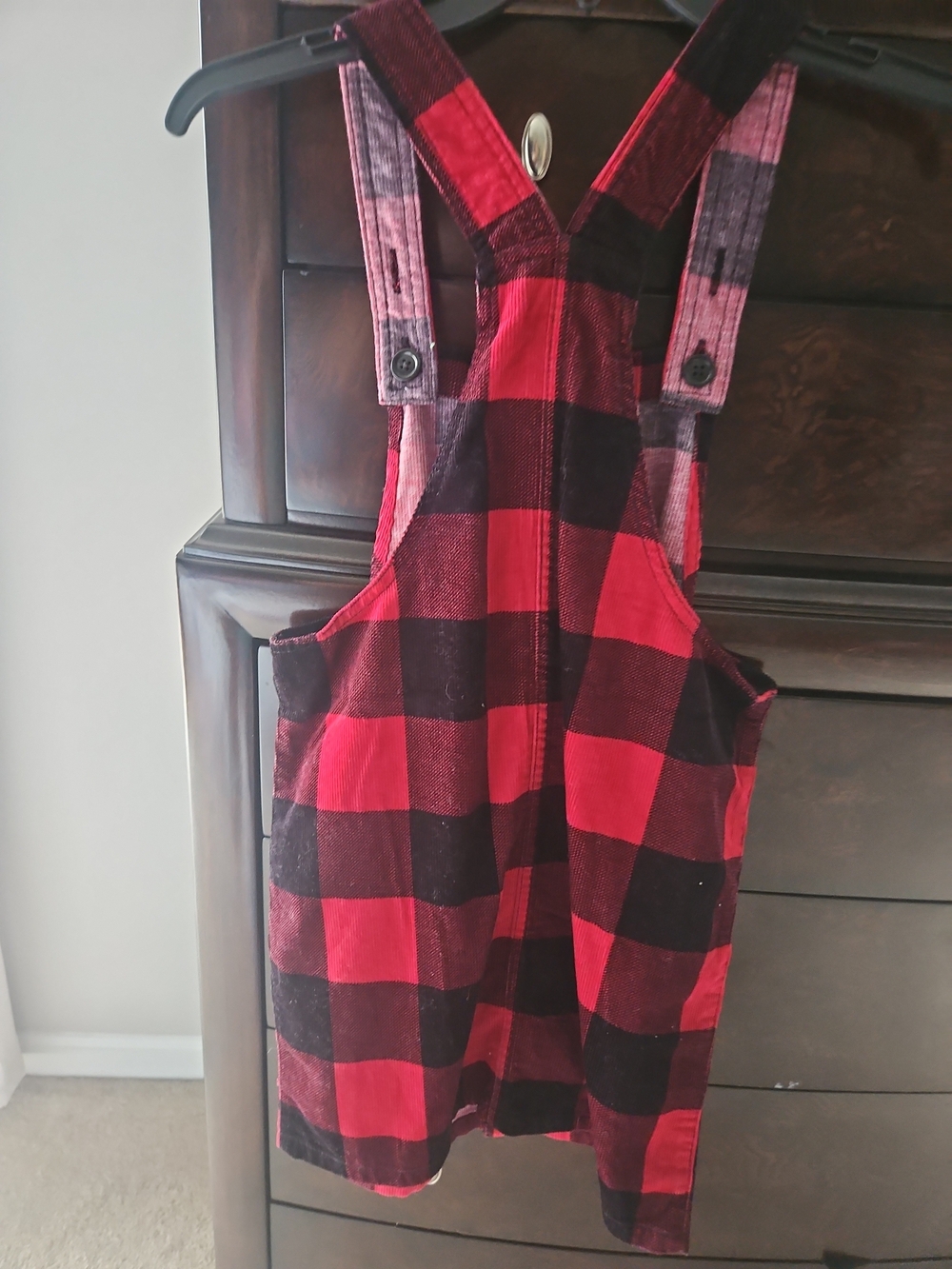 The Children's Place Red and Black Plaid Button-Front Pinafore Dress - Picture 8 of 8